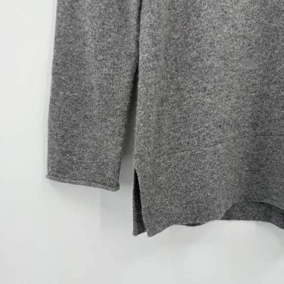 Kinross Cashmere Long Sleeve Scoop Neck Sweater Rolled Edge in Gray Size M - Picture 6 of 8